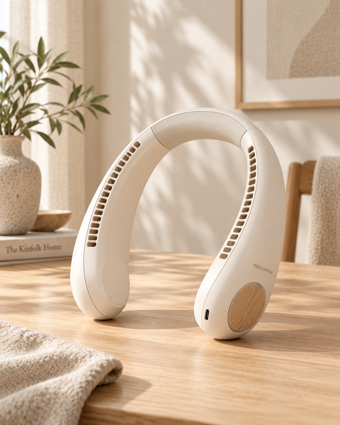 dailycomlive AirHalo Bladeless Neck Fan – Ultra-Quiet Hands-Free Wearable Fan with 3 Speeds, Lightweight Design & USB-C Rechargeable Battery