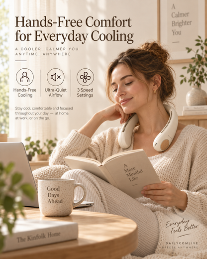 dailycomlive AirHalo Bladeless Neck Fan – Ultra-Quiet Hands-Free Wearable Fan with 3 Speeds, Lightweight Design & USB-C Rechargeable Battery