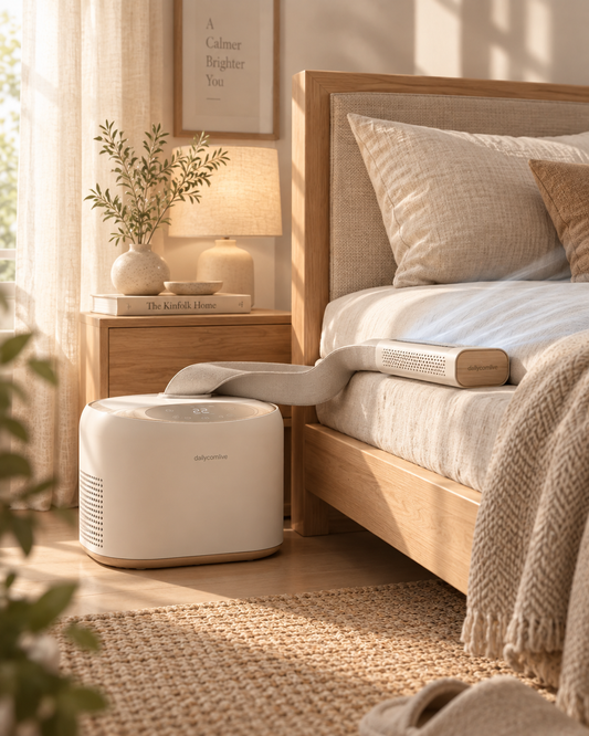 dailycomlive SleepBreeze Bed Cooling System – Ultra-Quiet Targeted Bedside Cooling with 8 Speeds, Smart Temperature Control, Remote & 12H Timer