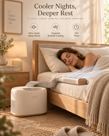 dailycomlive SleepBreeze Bed Cooling System – Ultra-Quiet Targeted Bedside Cooling with 8 Speeds, Smart Temperature Control, Remote & 12H Timer