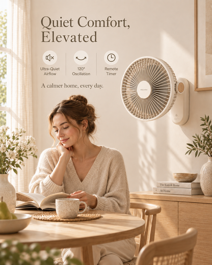dailycomlive WallBreeze Wall-Mounted Fan – Ultra-Quiet 120° Oscillating Air Circulator with Remote Control, Timer & Adjustable Tilt