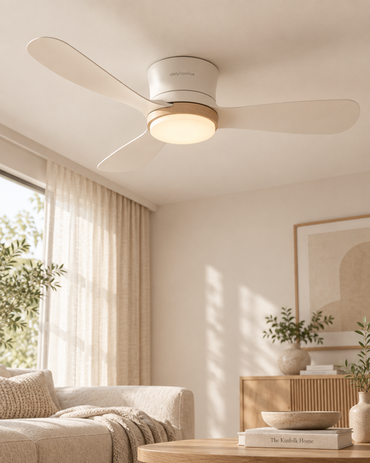 dailycomlive LumaBreeze Low-Profile Ceiling Fan with Light – Ultra-Quiet Reversible Motor, 6 Speeds, Dimmable LED, Remote Control & Timer