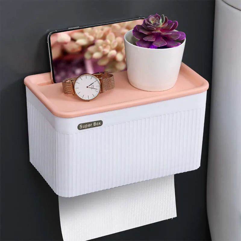 🚿Waterproof Toilet Paper Holder – Wall-Mount with Storage Box-all