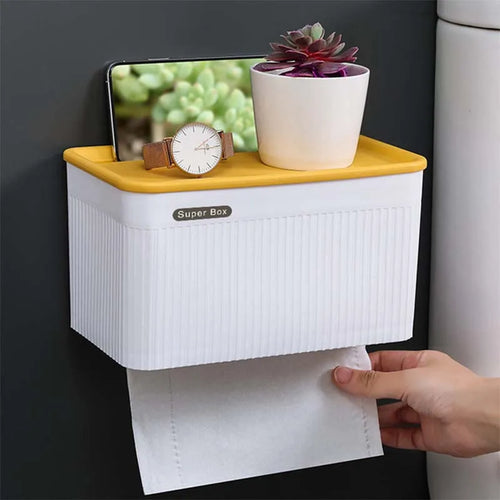 🚿Waterproof Toilet Paper Holder – Wall-Mount with Storage Box-all